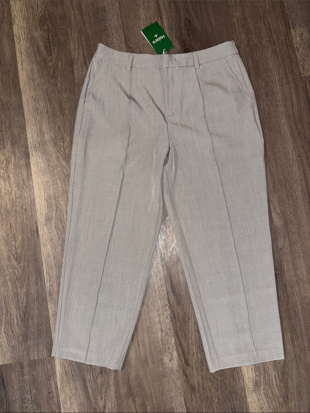 Halara Cropped High Waisted Slacks Light Gray